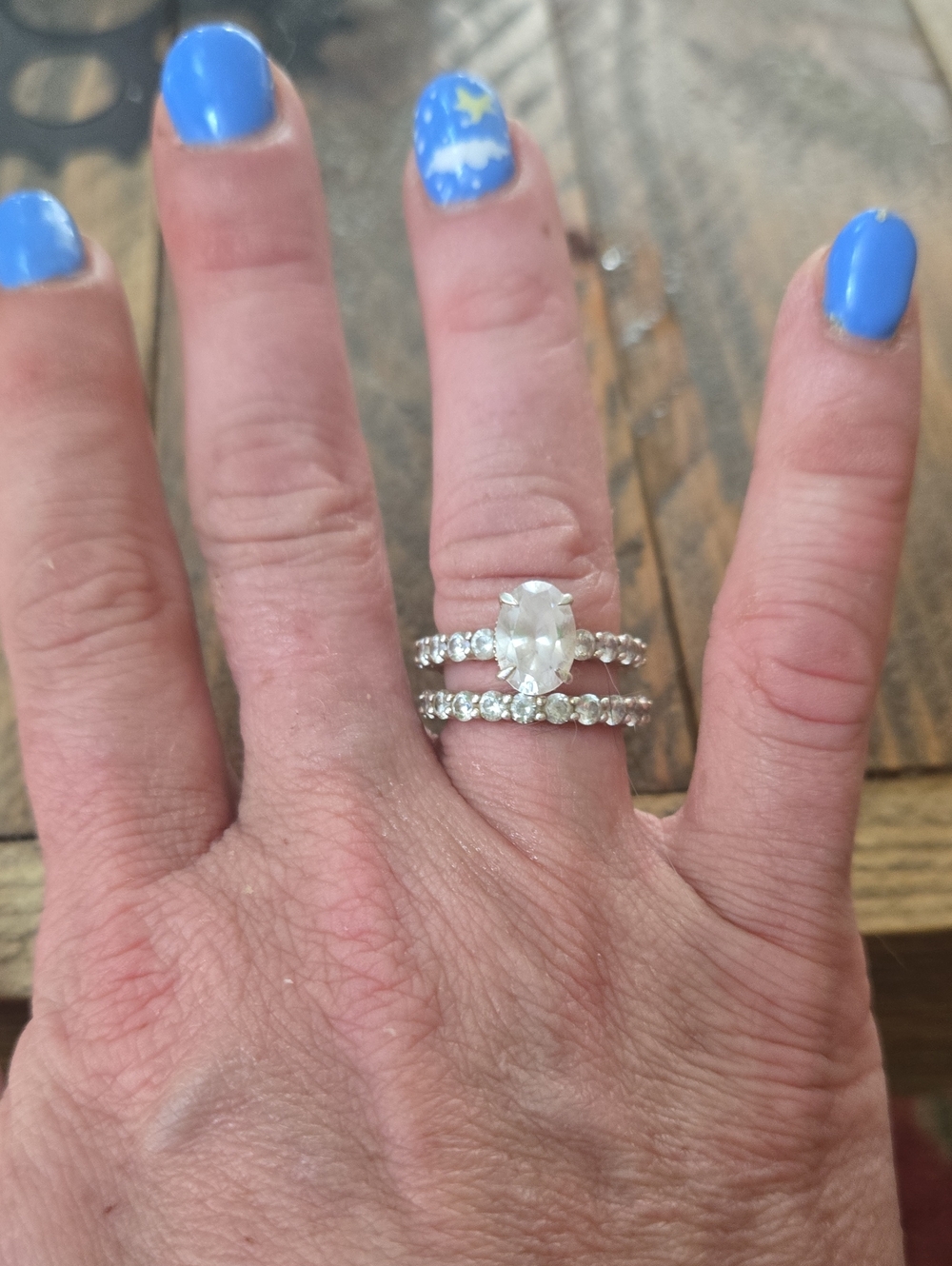 .925 Sterling Silver Oval-Center Bridal Ring Set (Of 2) in Sparkling White